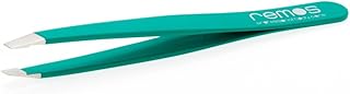 REMOS Pinzas para cejas, hechas a mano, de acero inoxidable, color verde