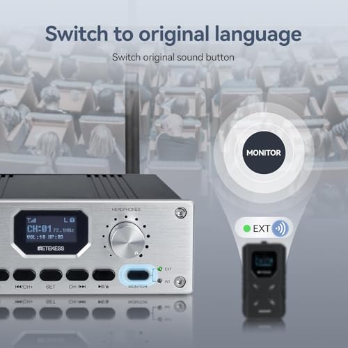 Retekess TT119 Hearing Assist Devices for Churches(1TX 30RX) | for Conference, School, Recording & Monitor Function, One-click Mute, 300m/980ft, Stereo Input, XLR/AUX/RCA/USB input miniatura 3