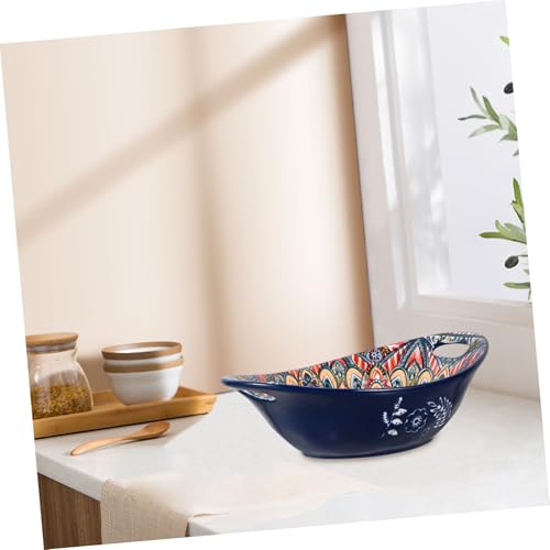 Saladier en céramique bleu 23 cm iplusmile à double anse