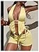 Verdusa Women's 3 Piece Textured Halter Bikini Set Boho Swimsuit with Cover Up Shorts Yellow X-Large