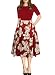 Oxiuly Women's Casual Stretchy Pockets Floral A-Line Party Cocktail Dress OX165 (2XL, Burgundy)
