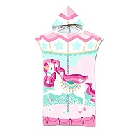 Poncho Asciugamano Per Bambini Con Unicorno Rosa, Microfibra Assorbente 75x180 Cm, Per Spiaggia E Piscina, 6-15 Anni