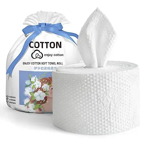Disposable Face Towel 60% Thicker, OEKO-TEX Certified Biodegradable Chemical-Free, 100% Cotton Patented Face Cleansing Wipe Tissues, Deeply Wash Face Daily Towelettes for All Skin, 60 Counts