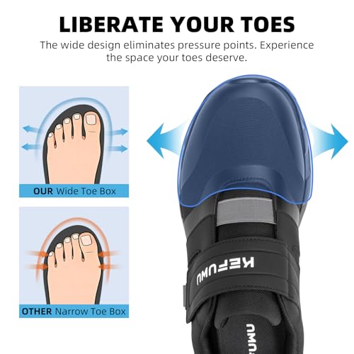 Image of Waterproof Diabetic Shoes for Men Wide Black Slip On Walking Shoes Kitchen Chef Restaurant Swollen Feet Food Service Work