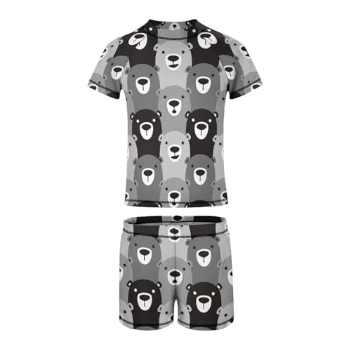 Monochrome Bear Polar BearChildren's Swimsuits Boys Two Piece Suit8-10Y（130cm）4