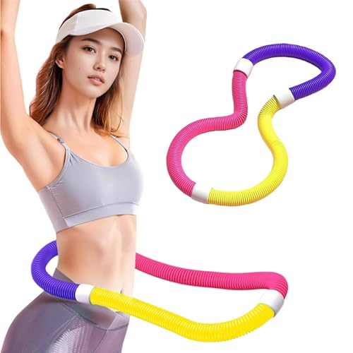 Maktop 【2025新登場】フラフープ ダイエット 1kg/1.2kg/1.5kg ウェイト付き 折りたたみ式 ソフトスプリングフープ 脂肪燃焼 筋トレ シェイプアップ ベリーフィットネス 男女兼用 室内・公園用 (ローズレッド+パープル+イエロー(1