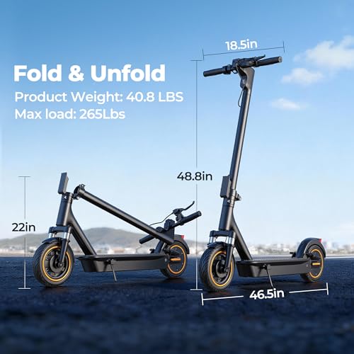 Image of NAVIC Adult Electric Scooter, Folding E Scooter with 350W /500W /750W Powerful Motor, 8.5 inch /10 inch /14'' Solid Tires, 22 /19 /16Mph, 19-31 Miles Max Range, Commuting Scooters with Dual Brakes System, APP