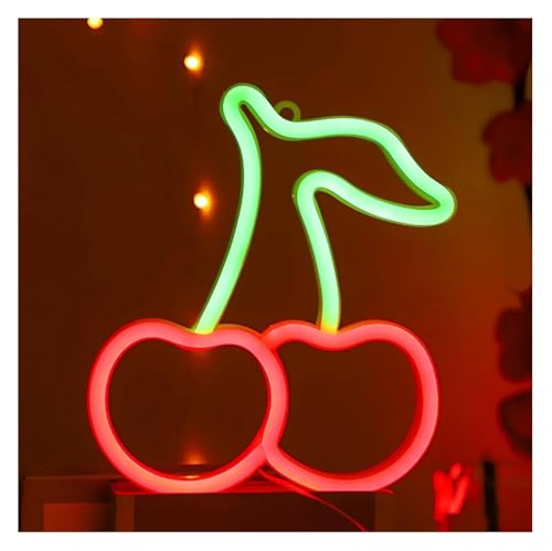 Enseigne lumineuse néon Cherry LED rouge pour décoration de chambre d'enfant