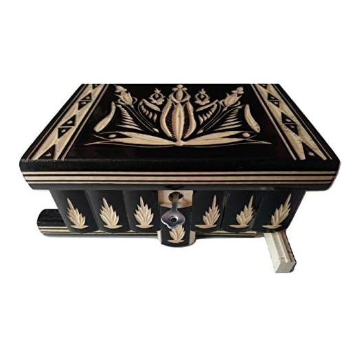 Preciosa caja mágica de madera tallada; caja rompecabezas, con compartimento secreto; caja con truco hecha a mano.