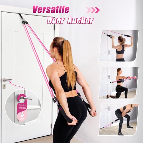 Image of Upgraded Pilates Bar Kit with Resistance Bands Natural Latex for Women & Men, Heavy-Duty Stainless Steel Multifunctional Yoga Pilates Stick for Home Gym Exercise Fitness Equipment Full-Body Workouts