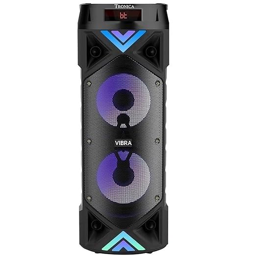 Combo Offer Tronica Dual 6.5" Thunder Vibra Party Speaker with Two Karoke mics-Supports bt/USB/SD Card/FM & Mobile/pc/Laptop/aux (6 Hours Play Back) (Combo - VIBRA Speaker & 8GB Pendrive)