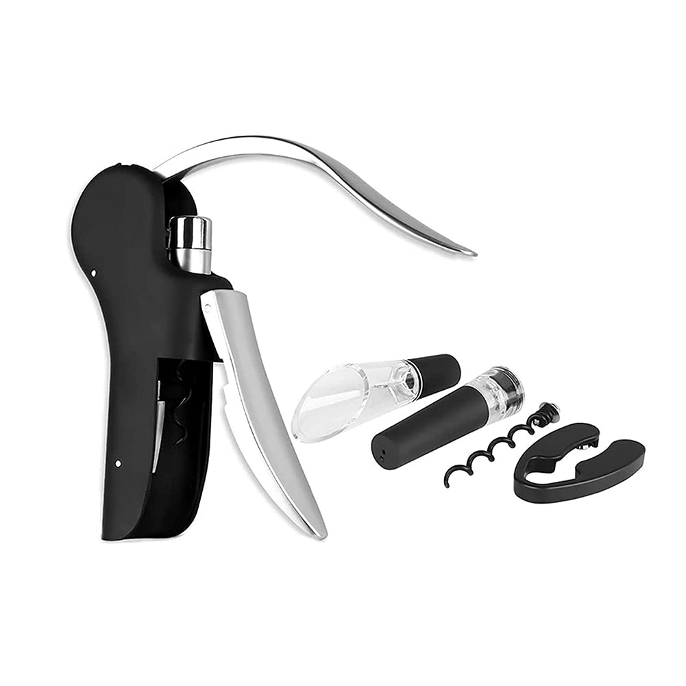 Weinöffner Set 5 in 1 Weinflaschenöffner Kit Manueller Weinöffner Korkenzieher Set - mit Folienschneider und Ersatz