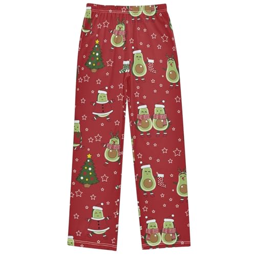 Boy's Pants Avocado Christmas Holiday Red Jogger Pants Elastic Waist Long Bottoms Trousers with Pockets 6-14 Years