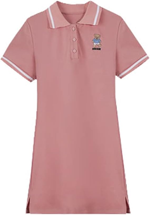Amazon Co Jp ポロワンピース レディース ポロシャツワンピース 半袖 襟付き ワンピース 刺繍 かわいい チュニック カジュアル スポーツウェア Tシャツ ボタン フリル付き 無地 可愛い 夏服 通気 服 ファッション小物