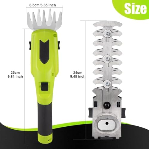Image of Electric Wireless Rechargeable 2-in-1 Cordless Hedge Trimmer, Handheld Shrub Trimmer, 8.4V Battery, Dual-Edge Blade, Lightweight Grass Shears for Lawn, Garden & Shrubs, Easy One-Hand Operation.
