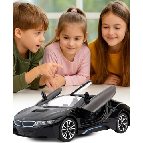 Image of AEXONIZ BMW i8 Die-Cast Model Car for Kids 1:24 Scale with Openable Doors & Pull-Back Action,Premium Toy Gift,Luxury car Toy for Kids(Black-Pack of 1)