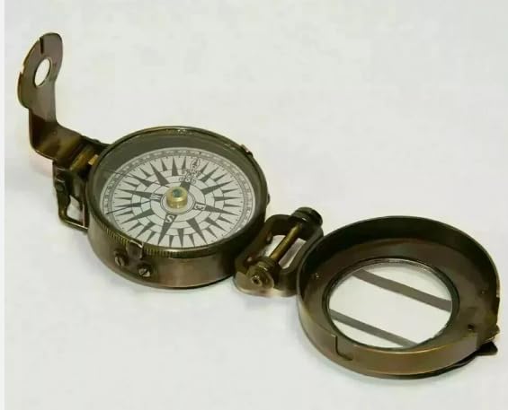 Brújula Militar Lensática de Latón Vintage – Instrumento de Navegación Coleccionable miniatura 5