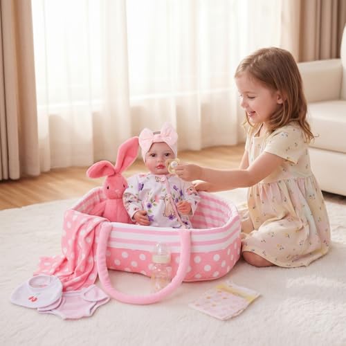 BABESIDE Reborn Baby Dolls with Bassinet Accessories - 20-inch Cute Soft Vinyl Realistic Baby Doll Real Life Baby Dolls with Complete Accessories Perfect for Cuddling, Playtime, and Gift Giving by BABESIDE - Used condition - Image 4