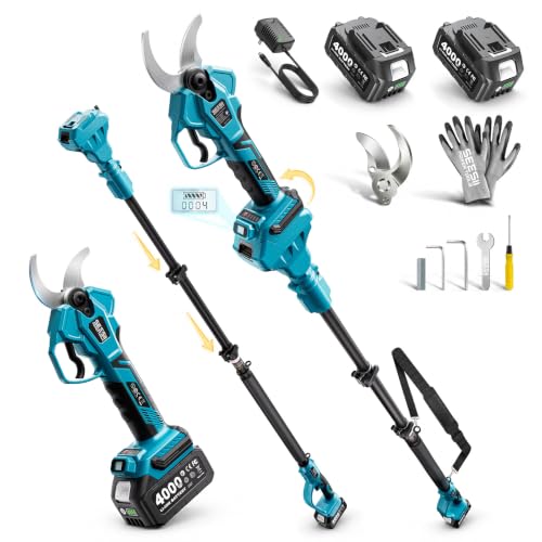 SEESII 2-in-1 Pole Pruning Shears 1.6' Cut, Electric Pole Pruner 15FT Reach