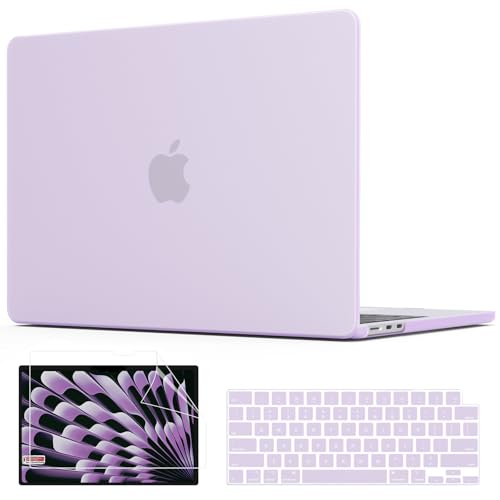 Coque MacBook Air 15 A2941 A3114 violette rigide avec film écran et protège clavier M2 M3 M4 M5