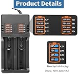 18650 Battery Charger,Fast Dual Charge for 3.7V/3.6V Li-ion Rechargeable Batteries 18650 18500 18490 18350 17670 17500 16340(RCR123) 14500 26650 22650 with USB Cable - Image 3