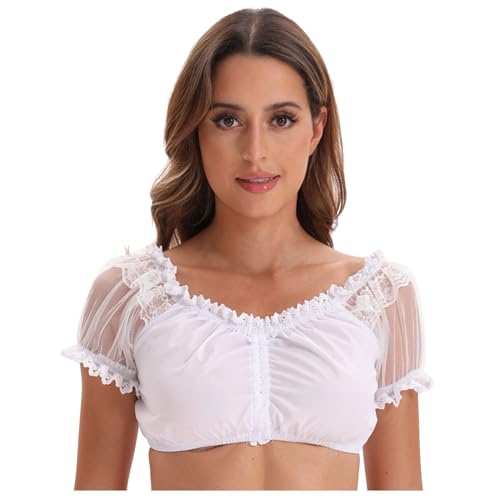 Blouse Blanche Femme Col en V Dentelle Robes de Fêtes Curvy 8XL