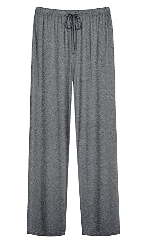 Wiwi Mens Bamboo Pajama Pants Soft Lounge Bottoms Knit Big And Long Sweatpants Lightweight Sleep Pj Pant S-4X, Dark Heather Grey, 3X #TOP18