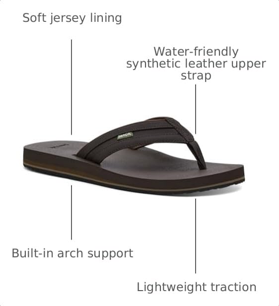 Image of Sanuk Mens Ziggy ST | Flip Flops for Men | Mens Sandals | Beach Sandals | Water Friendly & Lightweight | Comfort Footbed