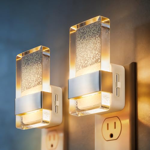Image of DORESshop Night Light, Night Lights Plug Into Wall, Dimmable, 3000K | Bubble Decorative Night Light, Dusk to Dawn Sensor, Wall Sconce-Style Design Nightlights for Bathroom, Hallway, Gift, 2 packs