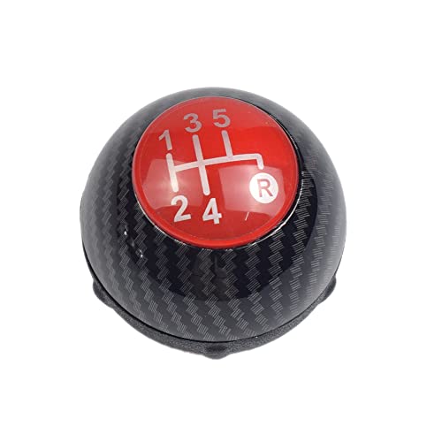 Hacreyatu 5 Speed Gear Shift Knob Sitck Head Leather Gloss Black Cap Replacement?Compatible with Fiat 500 500C 2007-2018 (5 Speed Carbon 1)