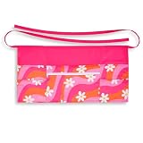 Plum Hill Groovy Pink Waitress Apron with Pockets, Short Serving Apron with Zipper