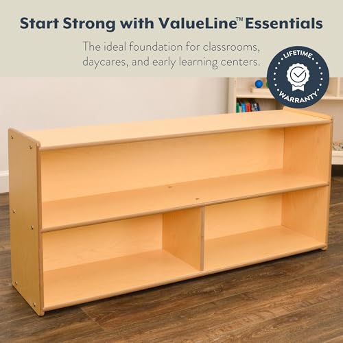 Image of Angeles Value Line Toddler 2-Shelf Storage, 48 inchL x 23 inchH, Kids Storage Organizer, Kids Bookshelf for Classroom, Playroom, Nursery, Montessori School, Natural