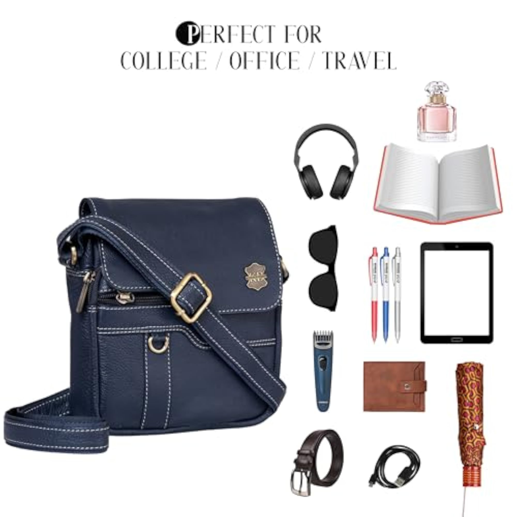 Genuine Leather Messenger Sling Bag, Multipurpose for Travel