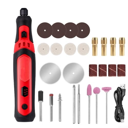 Jotekonoby 3.6V inalámbrico para mini kit de herramientas giratorias con 26 accesorios para tallar grabado, molienda, lijado, corte y pulido para proyectos de bricolaje en el hogar jardín