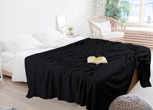 Image of Utopia Bedding 100% Cotton Thermal Blanket Black Queen Size Soft, Lightweight, Breathable, Cozy Spring and Summer Blankets for Bed, Home Decor Gifts for Women and Men (90x90 Inches)