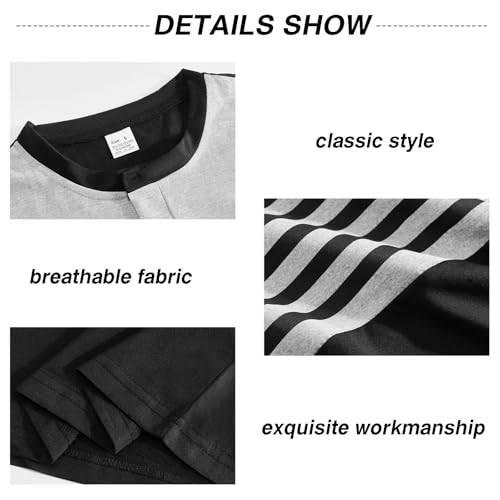 Mens T-Shirts Short Sleeve Button Casual Stylish Basic Tees Work Striped Shirts Henley Summer Lightweight Stretch Top 6