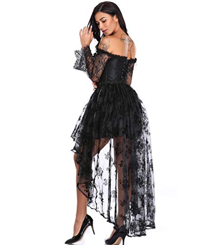 MISS MOLY Steampunk Gothic korsetjurk zwart retro korset rechte stijl corsage dames kostuum jurk Halloween cosplay - Image 3
