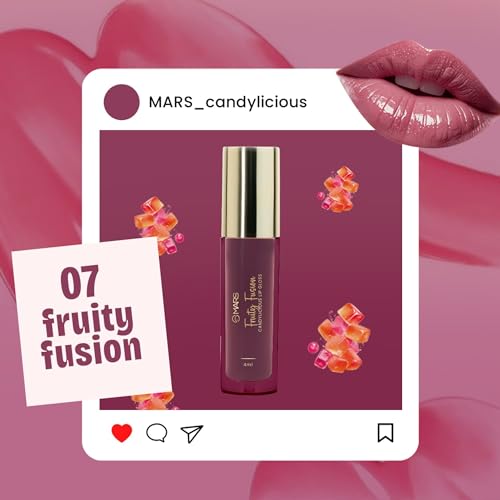 Image of MARS Candylicious Sheer Lip Gloss for Women | Hydrating & High Shine | Lightweight | Non-Sticky | Enriched with Vitamin-E, Hyaluronic Acid & Avocado Ester (4.0ml) (07-FRUITY FUSION) (Pack of 2)