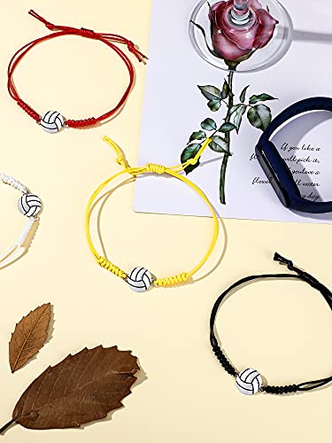 Jadive 20 Pieces Volleyball Bracelets Adjustable Volleyball Charm Bracelet Volleyball Cord Braided Rope Bracelet With Charm Gifts For Graduation Girl Teens Most Sport Team Players (Mixed Colors) #TOP2