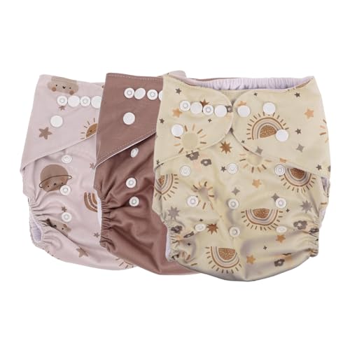 HAPINARY Adjustable Washable Reusable Baby Diapers Soft Comfortable Waterproof Newborn to Toddler Unisex 3-Pack
