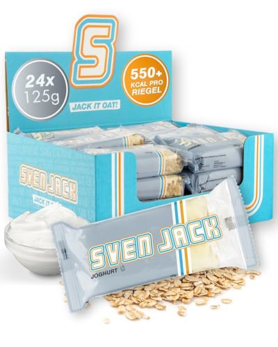 Sven Jack (Energy Cake) Haferriegel Joghurt 24x 125g I Original Haferflocken Energieriegel mit Joghurt & Glasur I Veganer Haferriegel I Langkettige Kohlenhydrate & wenig Zucker I Müsliriegel