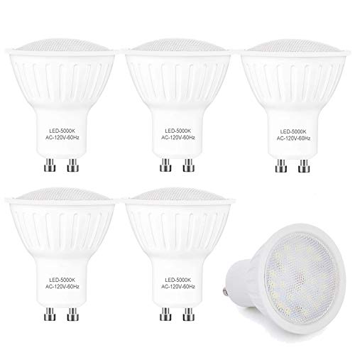 GU10 LED Bulbs Dimmable,7W(65W Halogen Bulb Equivalent),GU10 Base Lamp,Daylight White 5000K LED Flood Light Bulbs,120° Beam Angle,700LM 120V Floodlights Indoor Recessed Track Lighting - 6 Pack