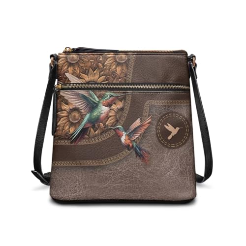 Image of Leather Women Crossbody Hobo Bag Satchel Purse Handbag with Adjustable Shoulder Strap and Zipper Pockets