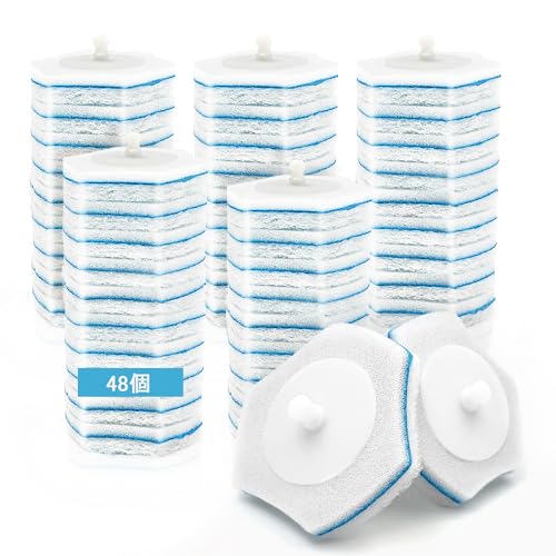 JEHONNスポンジ48個セット,トイレブラシ使い捨て 交換クリーナー パッド シンク バスタブ 洗面器 モップ プール (JEHONN のみ適合)