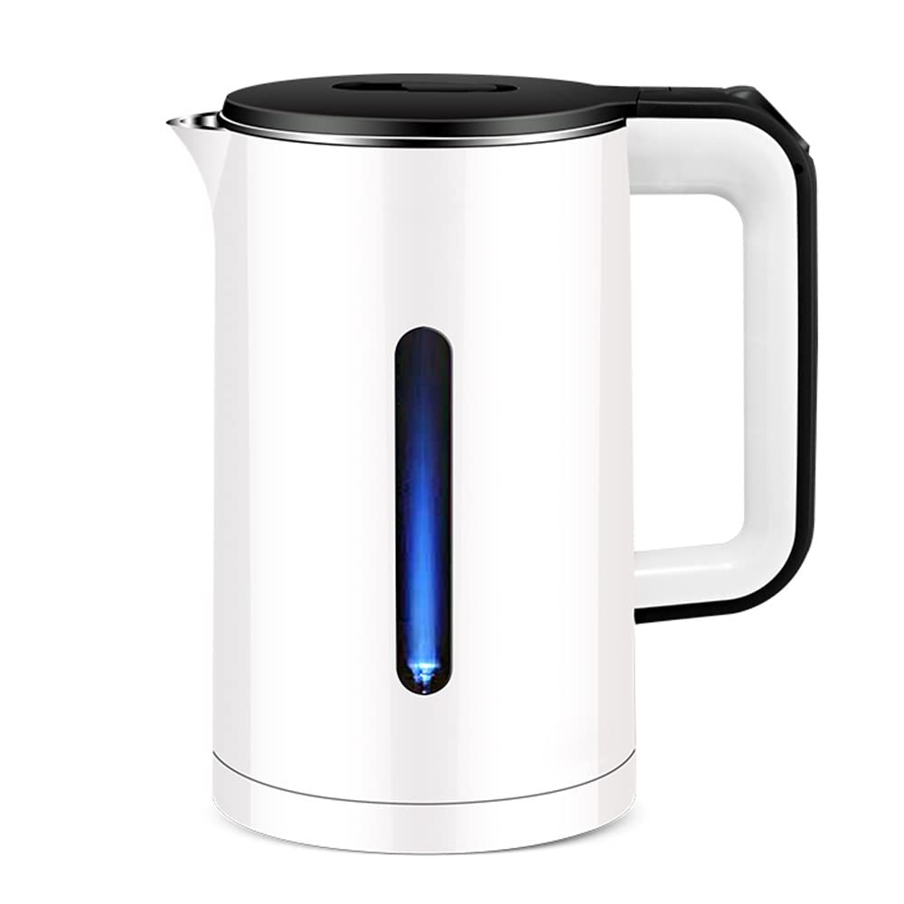 Hervidor eléctrico de acero inoxidable de doble capa anti-escaldaduras, preservación del calor, 2.3L, 1500W de ebullición rápida, luz indicadora LED, filtro de escala, agua hirviendo silenci