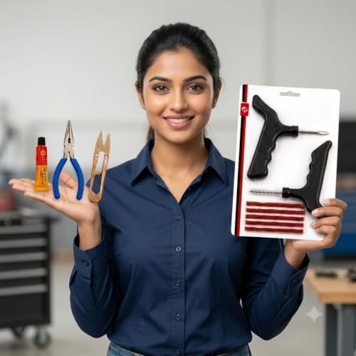 Image of Tubeless Tyre Puncture Repair Kit for Car Bike Motorcycle 5 Repair Strips