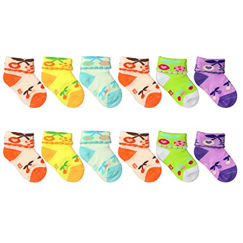 Falari 12-Pack NEWBORN Unisex Infant Baby Socks 0-6 Month Cherry 600-51