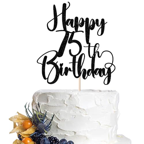 Dcokska Happy Birthday 75th Cake Topper，Men/Women 75th Birthday,75th Anniversary Party Cake Topper Decorations/Dinner Party Decorations (75)