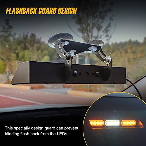 Xridonsen Emergency Dash Strobe Lights Bar Amber White Traffic Advisor Safety Hazard Warning Flashing Interior Front/Rear Windshield Lights Deck Split For Construction Vehicles Trucks (2X10, 24 Led) #TOP4