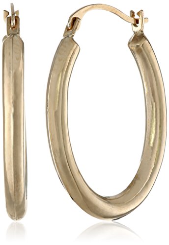 14k Yellow Gold Polished Oval Hoop Earrings